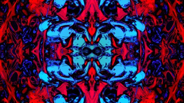 Wallpaper Blue, Abstract, Abstraction, Fractal, Stains, Red