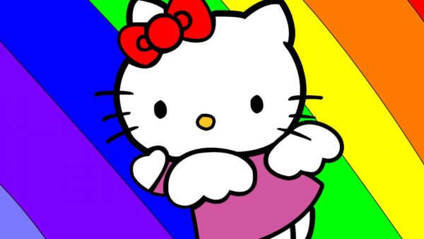 Wallpaper Bow, Colorful, Background, Red, Hello, Purple, Kitty, Dress