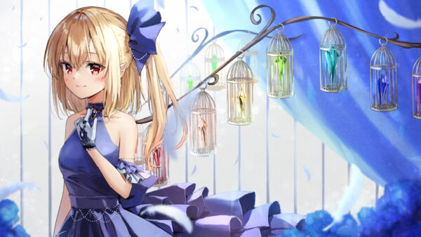 Wallpaper White, Anime, Dress, Hair, With, Purple, Girl